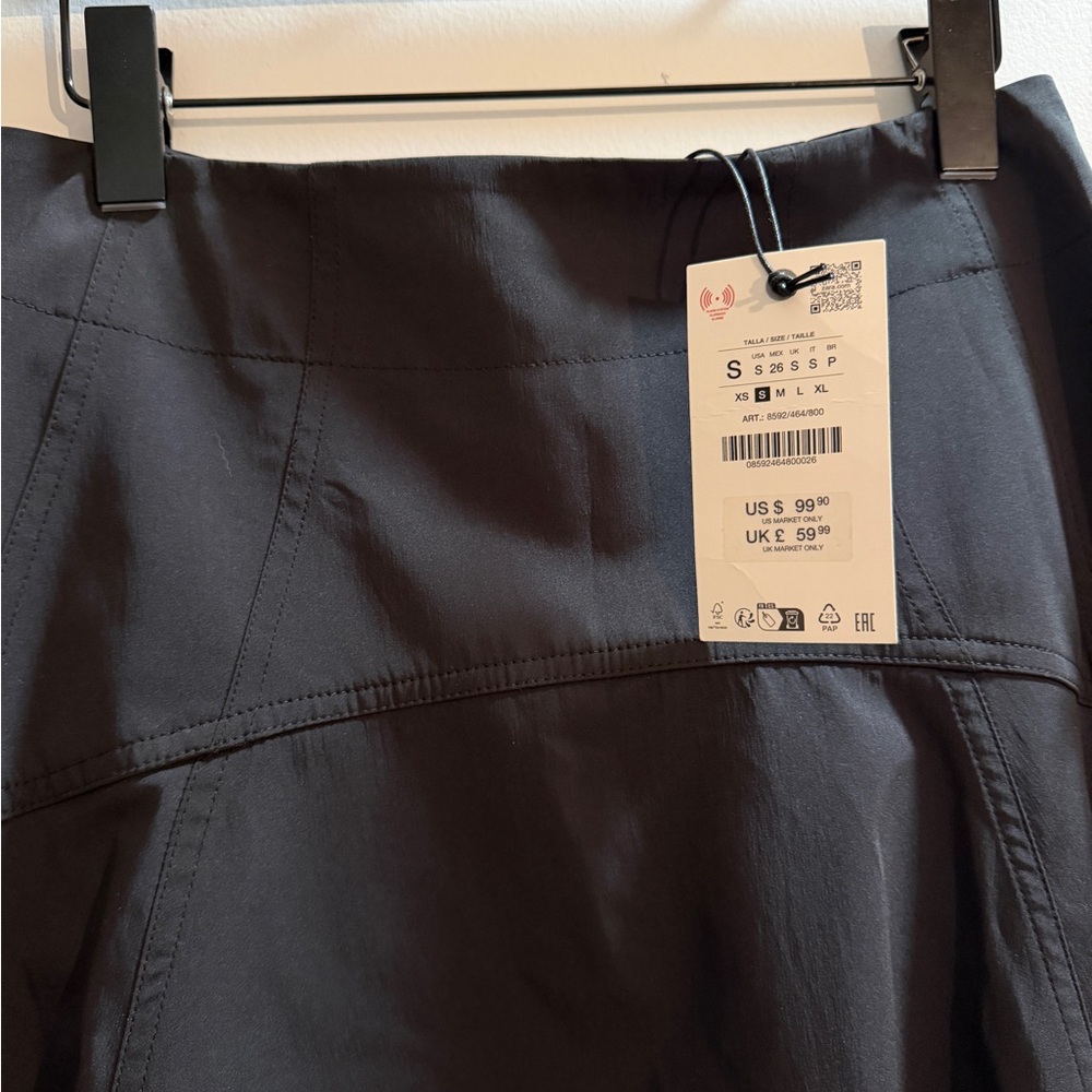 Zara Black Midi Flared Panel Skirt - Picture 3 of 3